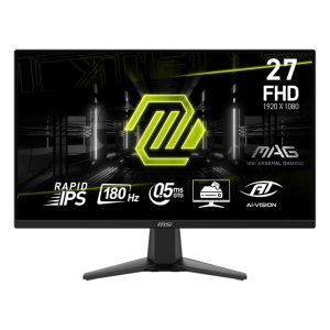 مانیتور گیمینگ 27 اینچ ام اس آی مدل MAG 275F، رزولوشن Full HD، پنل Rapid IPS، نرخ بروزرسانی 180 هرتز، با نسبت تصویر 16:9، دارای پورت HDMI و DisplayPort و خروجی هدفون